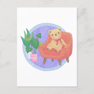 Teddy Bear & Furniture Illustration Postcard