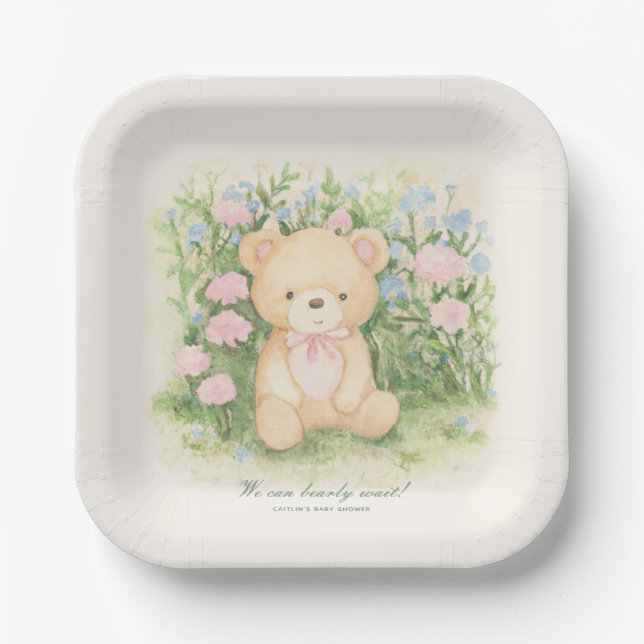 Teddy Bear Garden Classic Baby Shower Paper Plate (Front)