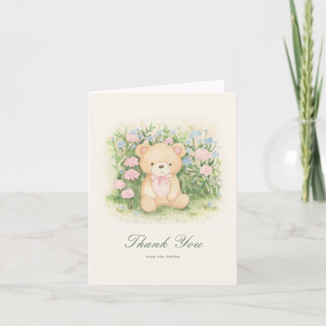 Teddy Bear Garden Classic Thank You Card (Front)
