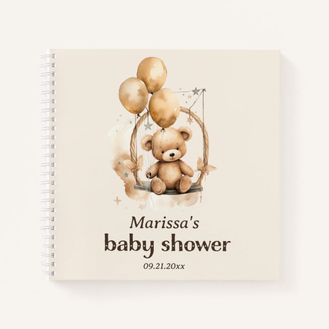Teddy Bear Gender Neutral Baby Shower Guest Book (Front)