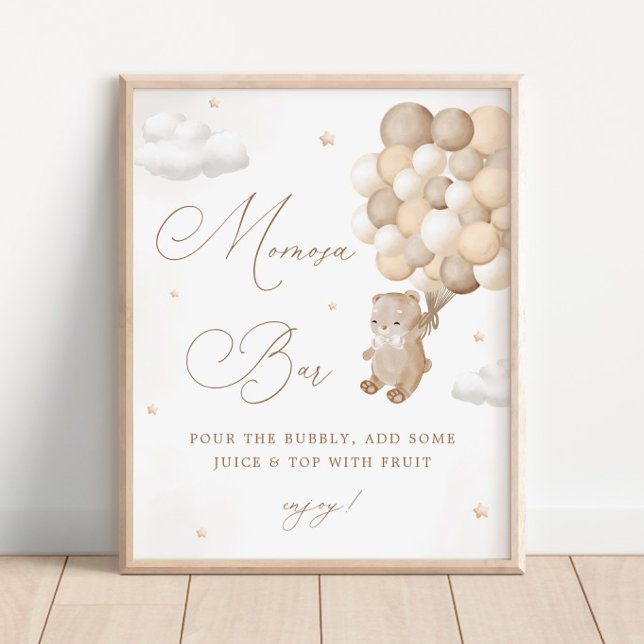 Teddy Bear Gender Neutral Baby Shower Mimosa Bar Poster (Creator Uploaded)