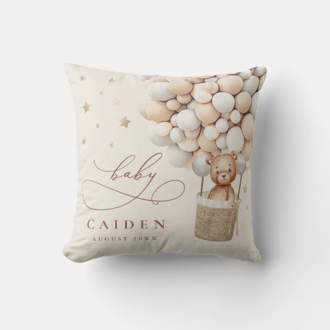 Teddy Bear Gender Neutral Baby Shower Nursery Gift Throw Pillow (Front)