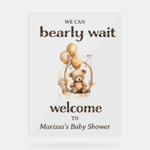 Teddy Bear Gender Neutral Baby Shower Welcome Acrylic Sign