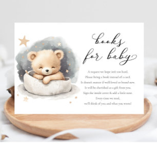 Teddy bear gender neutral books for baby shower enclosure card