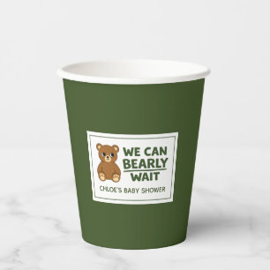 Teddy Bear Gender Neutral Minimalist Baby Shower Paper Cups