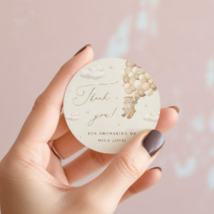 Teddy Bear Gender Neutral Thank You Classic Round Sticker