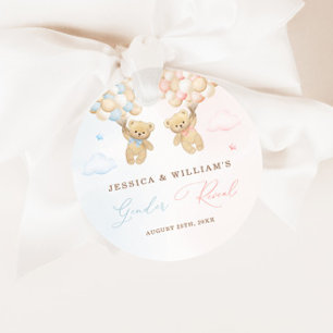 Teddy Bear Gender Reveal Favour Tags