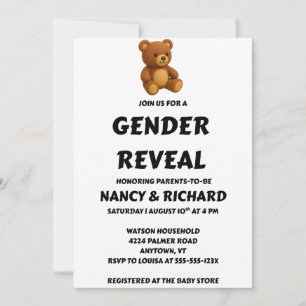 Teddy Bear Gender Reveal Invitation
