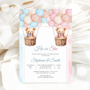 Teddy Bear Gender Reveal Invitation