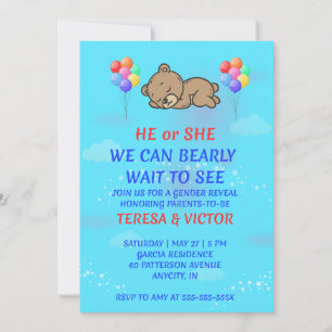 Teddy Bear Gender Reveal Invitation