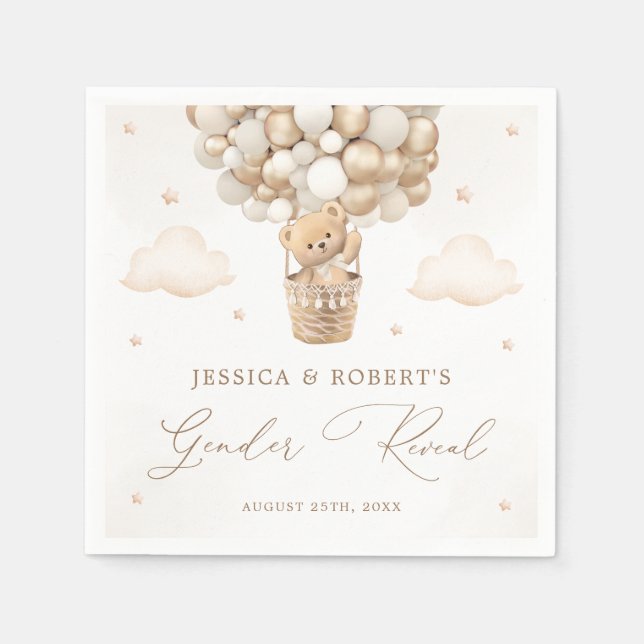 Teddy Bear Gender Reveal Napkin (Front)