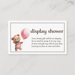 Teddy Bear Girl Baby Display Shower Enclosure Card