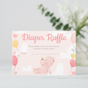 Teddy Bear Girl Baby shower Déchets Carte Raffle