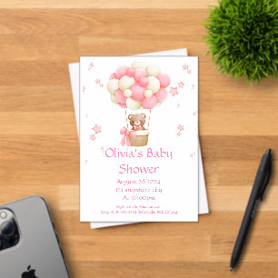 Teddy Bear girl baby shower invitation 