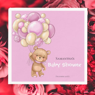 Teddy Bear  Girl Baby Shower -Pink Napkin
