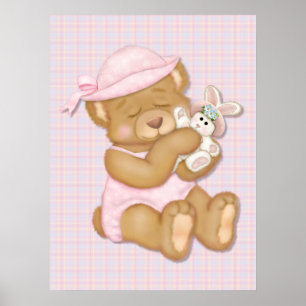 Teddy Bear Girl in  Pink Hat Poster