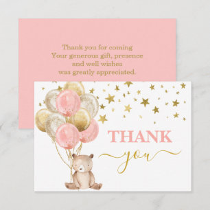 Teddy Bear Girl thank you Note Card