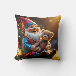 Teddy Bear Gnome Throw Pillow