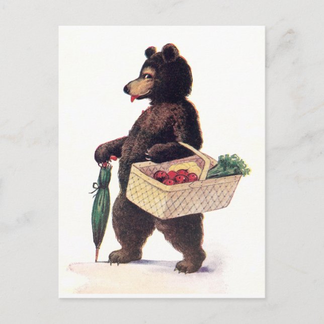Teddy Bear Goes to Market Postcard (Front)
