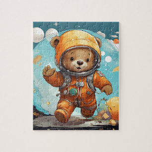 Teddy Bear goes to space, puzzle - jigsaw"