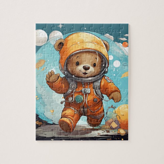 Teddy Bear goes to space, puzzle - jigsaw" (Vertical)
