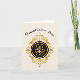 Teddy Bear Gold Outline Pediatrician Thanks Card