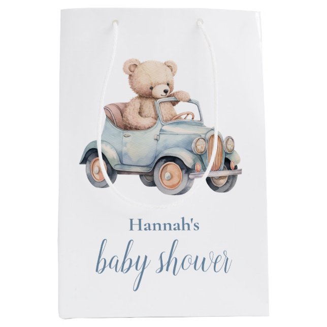 Teddy Bear Grandmillennial Baby Shower Medium Gift Bag (Front)