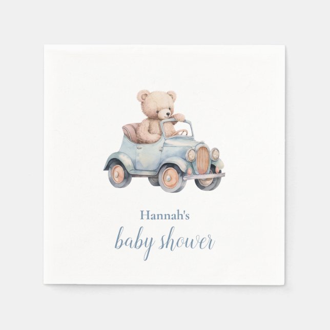 Teddy Bear Grandmillennial Baby Shower Napkin (Front)