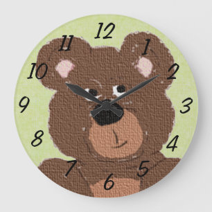 Teddy Bear (green) Large Clock