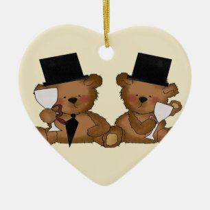 Teddy Bear Grooms Wedding Ceramic Ornament