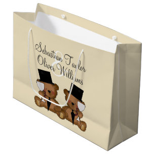 Teddy Bear Grooms Wedding Personalized (V2) Large Gift Bag