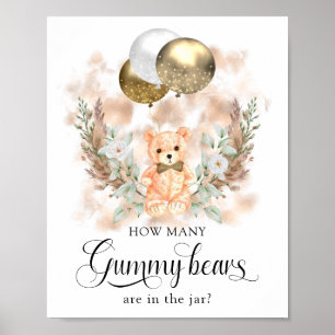 Teddy Bear Guess How Many? Baby Shower  Game Poster