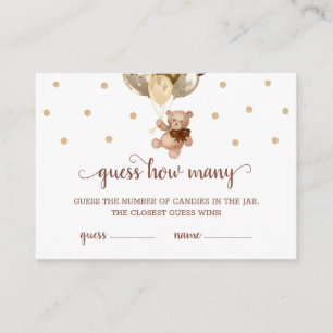 Teddy Bear Guess How Many Candies Game Baby Shower Enclosure Card