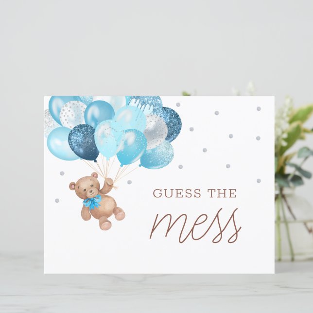 Teddy Bear Guess the Mess Baby Shower Diaper Game  (Standing Front)
