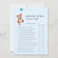 Teddy Bear Guess Who Baby Shower Game