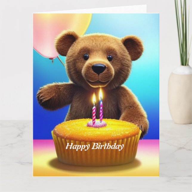Teddy Bear  Happy Birthday  Card (Front)