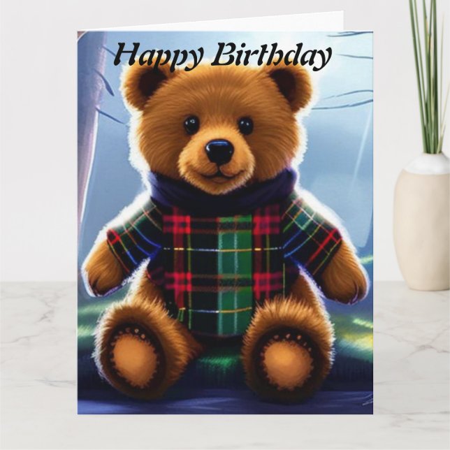 Teddy Bear  Happy Birthday  Card (Front)