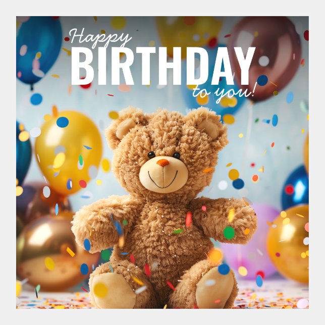 Teddy Bear Happy Birthday Invitation (Front)