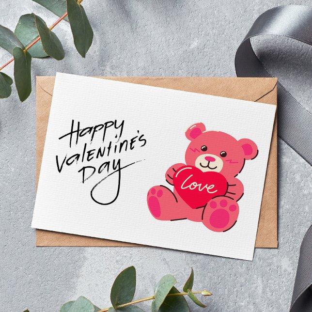 Teddy Bear Happy Valentine's Day Card (Teddy Bear Happy Valentine's Day Card)