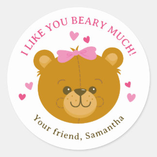 Teddy Bear Happy Valentine's Day Sticker for Girls