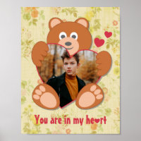 Teddy bear heart valentine's day vintage floral