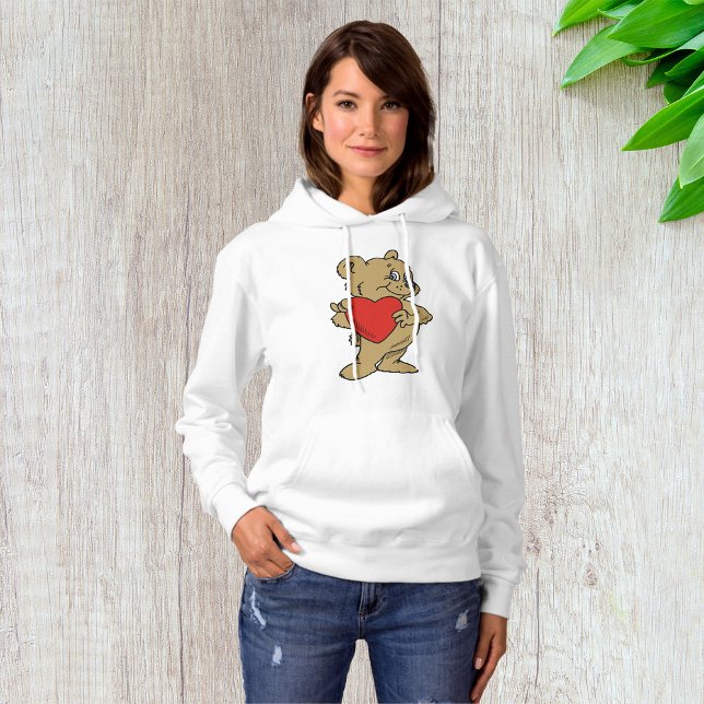 Teddy Bear Holding A Red Heart Womens Hoodie (Creator Uploaded)