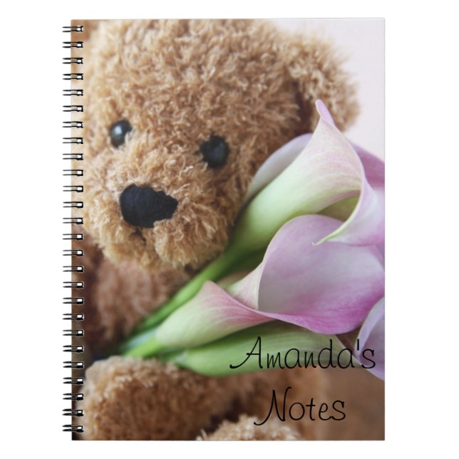 teddy bear holding calla lilies notebook (Front)