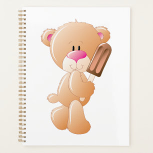 Teddy Bear Holding Chocolate Ice Cream Popsicle Planner