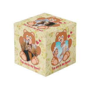 Teddy Bear Holding Heart Photo Valentine's Day Cube