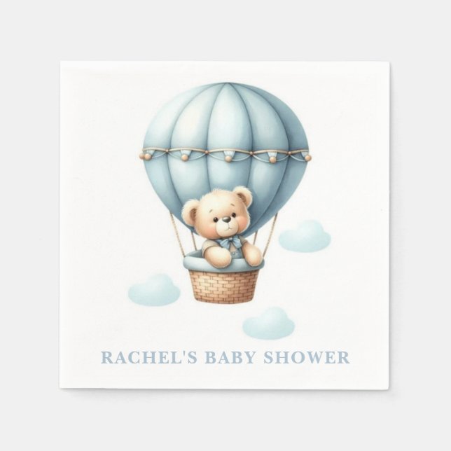 Teddy Bear Hot Air Balloon Baby Shower Napkins  (Front)