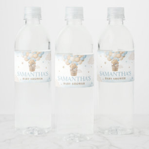 Teddy Bear Hot Air Balloon Baby Shower Water Bottle Label