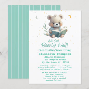 Teddy Bear Hot Air Balloon Bring a Book Baby   Invitation