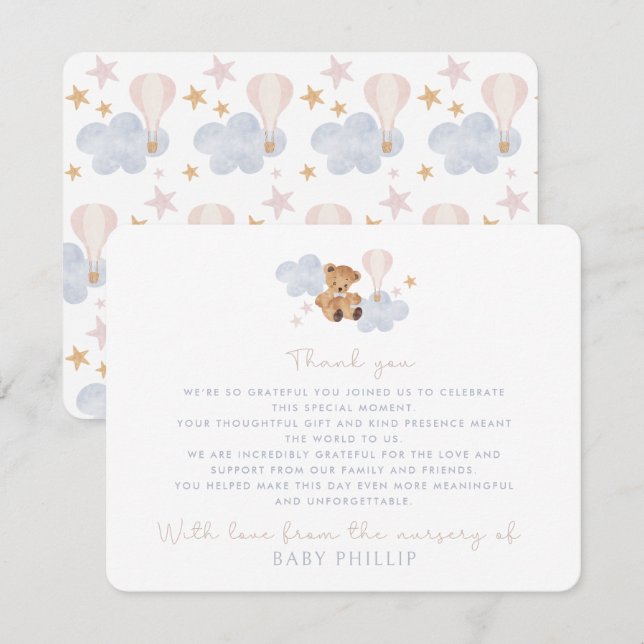 Teddy Bear & Hot Air Balloon, from the nursery of  Invitation (Front/Back)