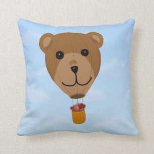 Teddy Bear Hot Air Balloon Throw Pillow